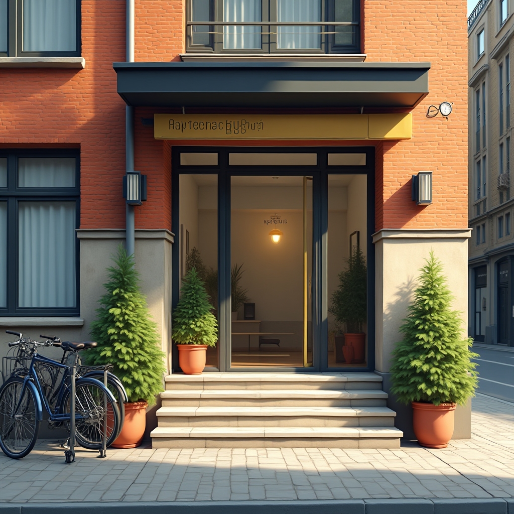 Exterior view of a residential apartment community building in a Polish city