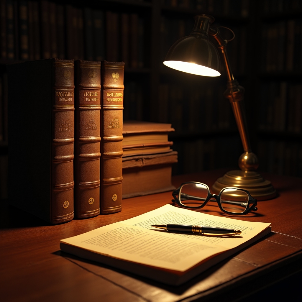 Polish housing law books and documents arranged on a professional desk
